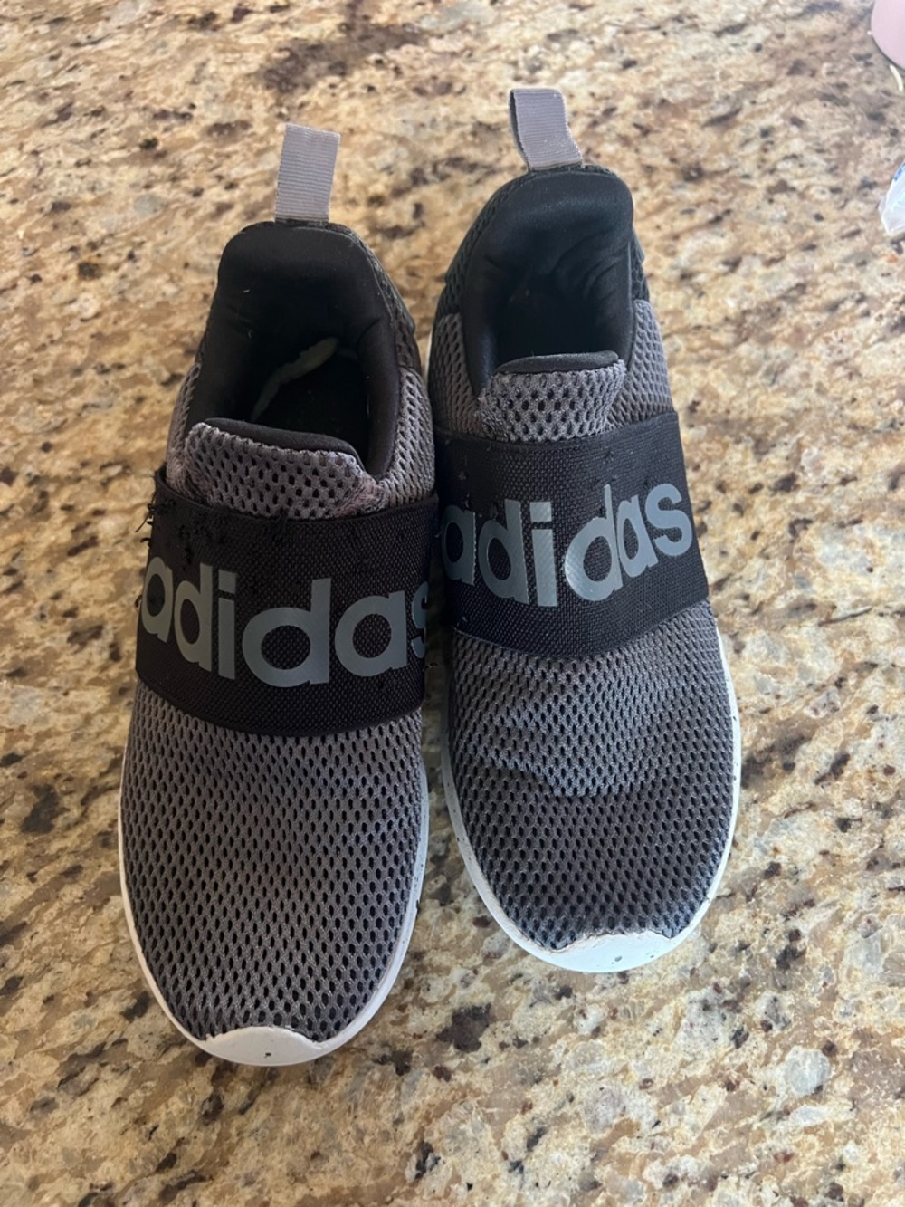 adidas Kids Slip-On Sneakers in Gray and Black with White Sole